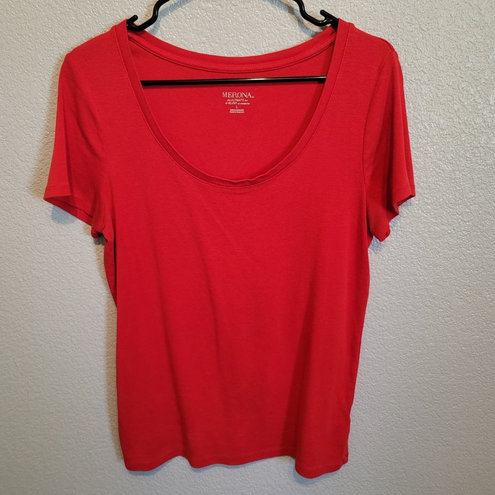 Red Scoop Neck T-Shirt